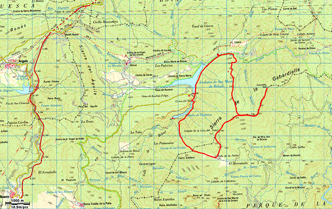 Mapa de la ruta Sierra y Pico Gabaridiella