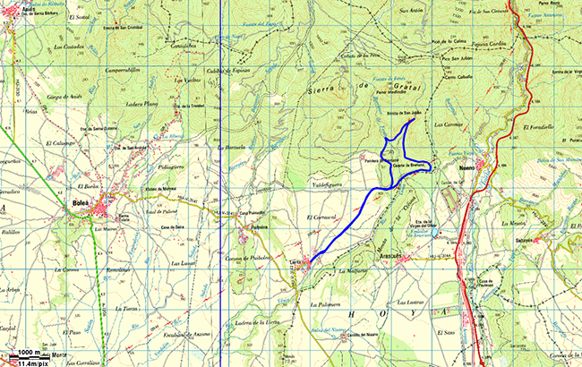 Mapa de la ruta Lierta Gorgas de San Julián