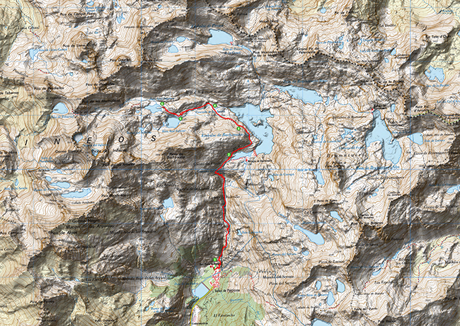 Mapa de la ruta a los ibones azules ibón de Plan - Valle de Chistau