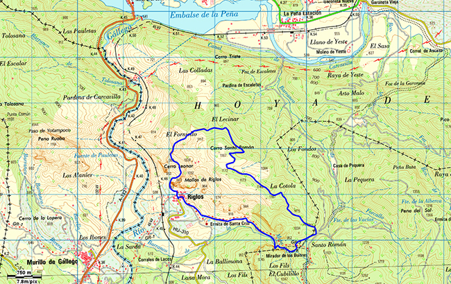 Mapa de la ruta Vuelta a los Mallos de Riglos