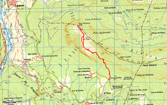 Mapa de la ruta Peña Montañesa