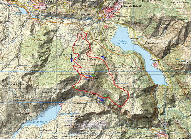 Mapa de la excursión circular Pico Pacino